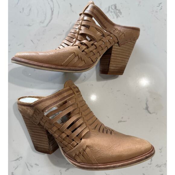 Dolce Vita Women's Carmel Tan The Heeley Leather Block Heel Mule, Size 7.5, GUC - Picture 1 of 8